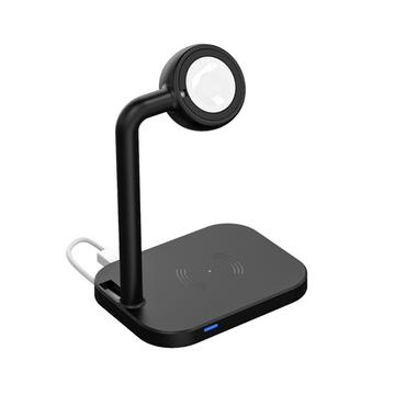 2 in 1 Magnetisches kabelloses Ladegerät Desktop Wireless Fast Charging Base Stand Dock Station für Apple Watch/iPhone - Schwarz