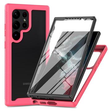 360 Schutz Samsung Galaxy S23 Ultra 5G Hülle - Pink / Durchsichtig