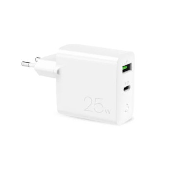 Puro PD Schnelles Wandladegerät - 25W, USB-A, USB-C - Weiß