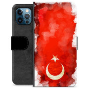 iPhone 12 Pro Premium Schutzhülle mit Geldbörse - Türkische Flagge