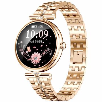 AK73 Damen-Smartwatch mit Strass-Edelstahlarmband