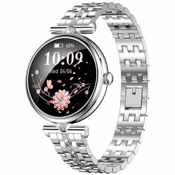 AK73 Damen-Smartwatch mit Strass-Edelstahlarmband