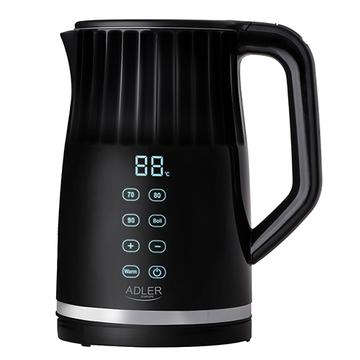 Adler AD 1350 Elektrischer Wasserkocher mit LED-Anzeige und Temperaturregelung - 1.7l - Schwarz