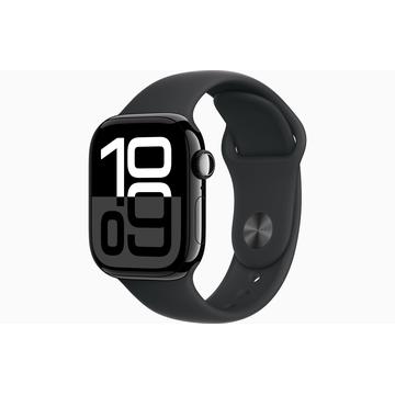 Apple Watch 10 GPS MWWE3QN/A - Aluminium, schwarzes Sportband, S/M, 42mm - Tiefschwarz