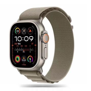 Apple Watch Series Ultra 2/Ultra/10/9/8/SE (2022)/7/SE/6/5/4/3/2/1 Tech-Protect Nylon Pro Strap - 49mm/46mm/45mm/44mm/42mm - Titan / Oliv