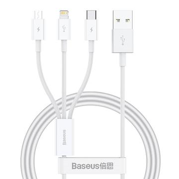 Baseus Superior Serie 3-in-1 Schnellladekabel - 1m, 3.5A - Weiß