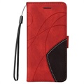 Bi-Color Series Samsung Galaxy A12 Wallet Hülle - Rot