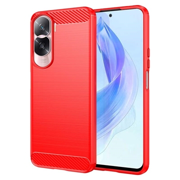 Honor 90 Lite/X50i Gebürstete TPU Hülle - Karbonfaser - Rot