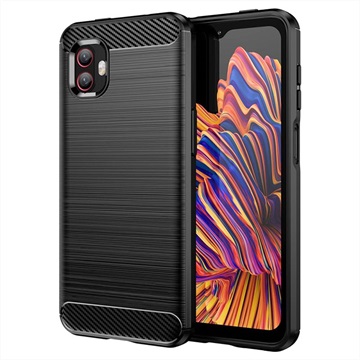 Samsung Galaxy Xcover6 Pro Angeraute TPU Case - Karbonfaser - Schwarz