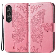 Sony Xperia 1 VI Butterfly Serie Wallet Schutzhülle - Rosa