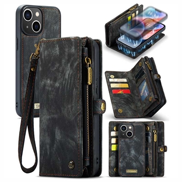 iPhone 15 Caseme 2-in-1 Multifunktions Wallet Hülle - Schwarz