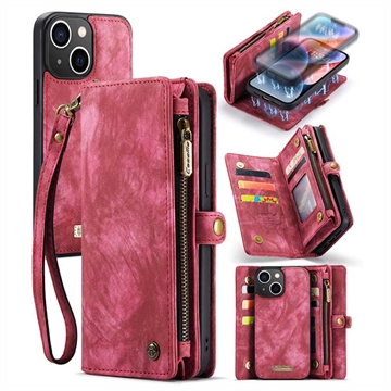 iPhone 15 Caseme 2-in-1 Multifunktions Wallet Hülle - Rot