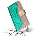 Croco Bling Serie Samsung Galaxy A53 5G Wallet Hülle - Grün