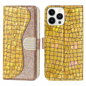 Croco Bling Serie Samsung Galaxy A13 5G Wallet Hülle - Roségold