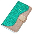 Croco Bling iPhone 12/12 Pro Wallet Schutzhülle - Grün