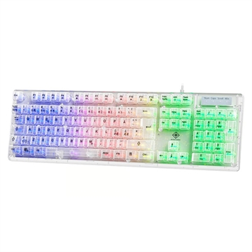 Deltaco DK250 Transparente Gaming-Tastatur mit Membranschaltern - Nordic Layout, RGB-Hintergrundbeleuchtung