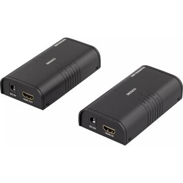 Deltaco Ethernet HDMI Extender - 120m, Cat6 - Schwarz