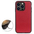 Elegant iPhone 14 Pro Leder Cover - Rot