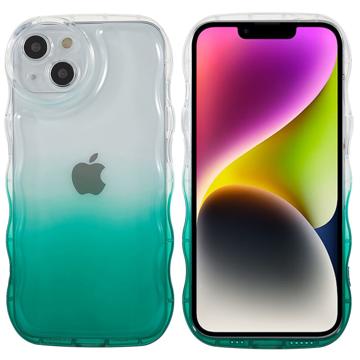 Wavy Edge Gradient iPhone 14 Plus TPU Hülle - Armee Grün