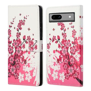 Google Pixel 8a Style Serie Wallet Hülle - Rosa Blumen