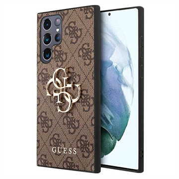 Guess 4G Big Metal Logo Samsung Galaxy S23 Ultra 5G Hybrid Hülle - Braun