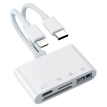 Hochgeschwindigkeits-4-in-2-USB-C- & Lightning-zu-SD/TF-Kartenleser, USB-C-, USB-OTG-Kameraadapter