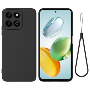 Honor 200 Smart/X7cLiquid Silikonhülle mit Handschlaufe - Schwarz