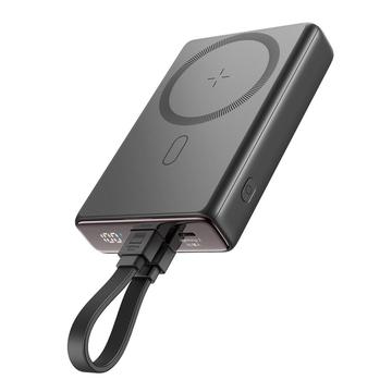 JOYROOM JR-PBM01 PD 20W 10000mAh Telefon Power Bank Magnetic Wireless Charger mit integriertem Kabel / Kickstand - Schwarz