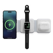 Ksix 3-in-1 klappbares drahtloses Ladegerät 15W - iPhone, Apple Watch, AirPods - Weiß