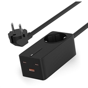 Ksix GaN 65W Multiport-Ultra-Schnellladegerät - 2x USB-C, USB-A - Schwarz