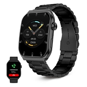 Ksix Olympo AMOLED Smartwatch - Stainless Steel & Silicone Strap (Open Box - Excellent) - Black