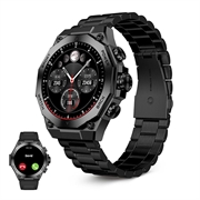 Ksix Titanium AMOLED Smartwatch - Edelstahl & Silikonarmband - Schwarz