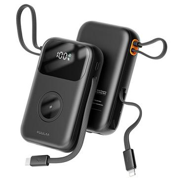 Kuulaa KL-YD80 Powerbank mit Digitalanzeige 10000mAh - USB-C, Lightning Kabel - Schwarz