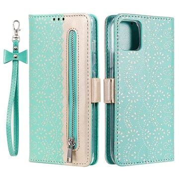 Lace Pattern Samsung Galaxy A22 5G, Galaxy F42 5G Wallet Hülle - Grün