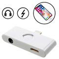 iPhone X Lightning & 3.5mm Audio Adapter mit Funktionstaste - Silber