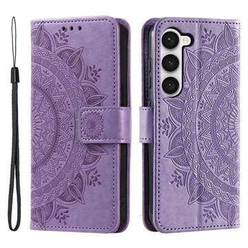 Samsung Galaxy S23 5G Mandala Serie Wallet Hülle - Purpur