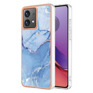 Motorola Moto G84 Galvanisierte IMD TPU-Hülle mit Marmormuster - Blau