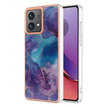 Motorola Moto G84 Galvanisierte IMD TPU-Hülle mit Marmormuster - Purpur