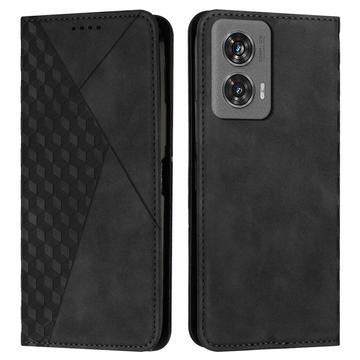 Motorola Edge 50 Fusion Rhombus Muster Wallet Hülle mit Magnetverschluss