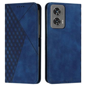 Motorola Edge 50 Fusion Rhombus Muster Wallet Hülle mit Magnetverschluss - Blau