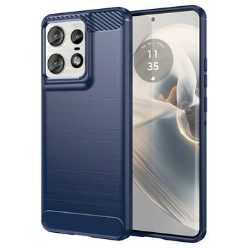 Motorola Edge 50 Pro Gebürstete TPU Hülle - Karbonfaser - Blau