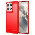 Motorola Edge 50 Pro Gebürstete TPU Hülle - Karbonfaser - Rot