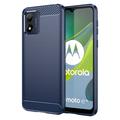 Motorola Moto E13 Gebürstete TPU Hülle - Karbonfaser - Blau