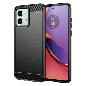 Motorola Moto G84 Gebürstete TPU Hülle - Karbonfaser - Schwarz