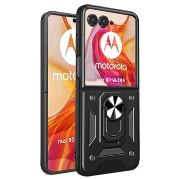 Motorola Razr 50 Ultra Hybrid-Hülle mit Ringhalterung - Schwarz