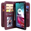 Multi-Karte Schlitz Motorola Moto G10/Moto G30 Schutzhülle mit Geldbörse - Weinrot