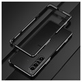 Polar Lights Style Sony Xperia 1 IV Metall Bumper - Schwarz / Silber