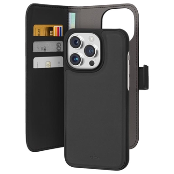 iPhone 15 Pro Puro 2-in-1 Magnetische Wallet Hülle (Offene Verpackung - Ausgezeichnet) - Schwarz