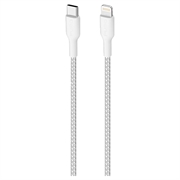 Puro Fabric Ultra-Strong USB-C / Lightning Kabel - 1.2m, 20W - Weiß