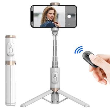 Q12 Ausziehbarer Selfie-Stick & Stativ mit Bluetooth-Fernbedienung - Weiß